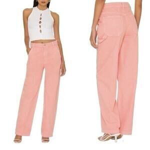 Peach colored Snacks by Mother baggy utility jeans